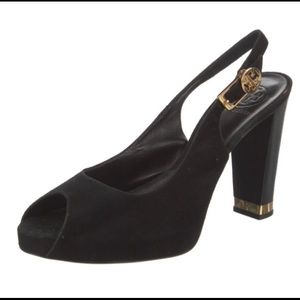 Tory Burch Suede Peek-toe Heels